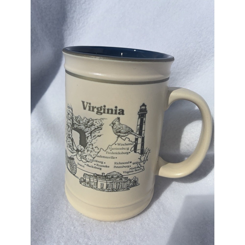 Vintage Virginia The Old Dominion Otagiri Souvenir Coffee Mug Blue Interior - Picture 2 of 5